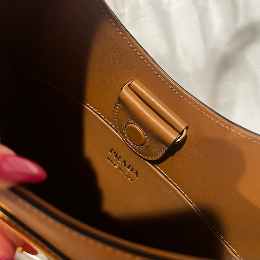 SOLD ❌ PRADA CAMEL CALF LEATHER SHOULDER BAG - Picture 6 of 10